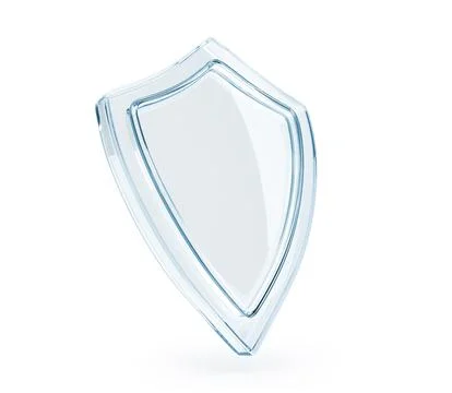 Glass transparent shield 3d render. Concept of safety and security. Mockup of 스톡 일러스트
