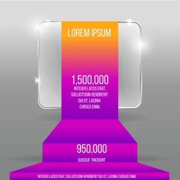 Glass transparent vector rectangle with colorful label template Stock Illustration
