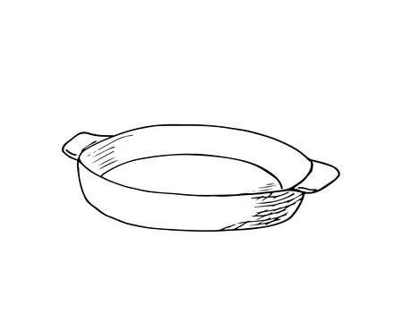 Glass tray for baking, empty glassware pan. Kitchen utensil for oven, refract Stock Illustration