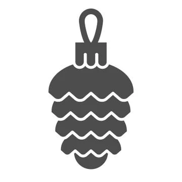 Glass tree cone solid icon. Christmas toy pine cone vector illustration isolated イラスト素材