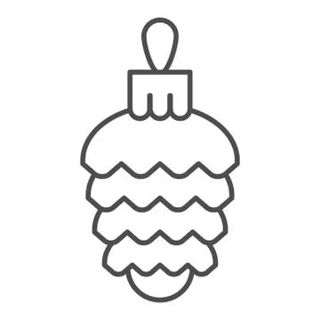 Glass tree cone thin line icon. Christmas toy pine cone vector illustration Illustrazione stock