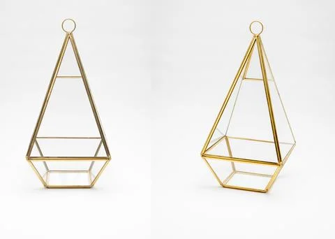Glass Triangle Tear Drop Shaped Terrarium Stock Photos