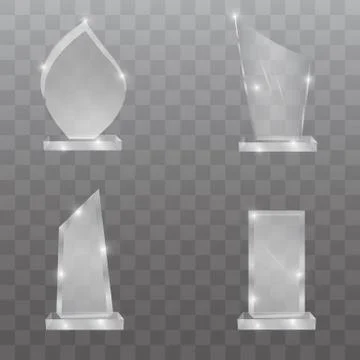 Glass trophy award vector set Stock Illustration