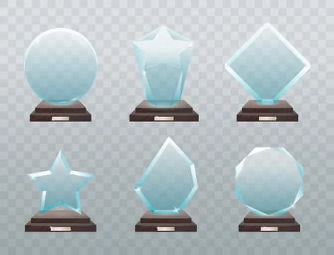 Glass trophy. Collection of isolated vector illustration of modern glass Stock Illustration