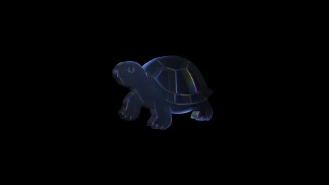 Glass turtle walking animation loop on black background Stock Footage 318150946