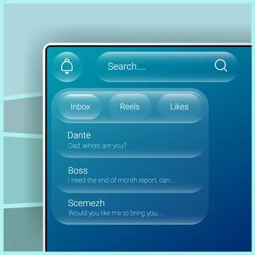 Glass UI Desktop Notification Operating System Interface Illustrazione stock