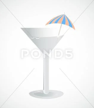 Glass with an umbrella and drink. Vector Stock Illustration