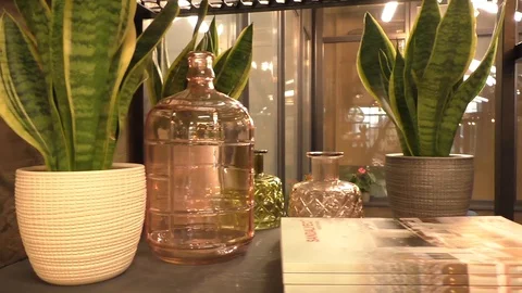 A glass vase on a table Stock Footage 129578775