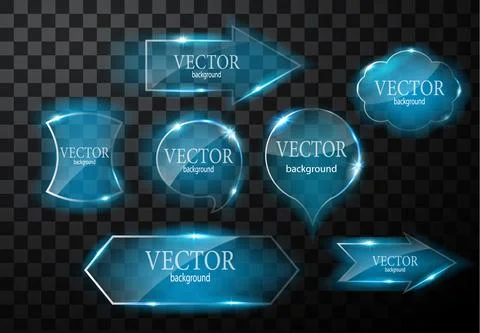 Glass vector button plane. Easy editable background Stock Illustration