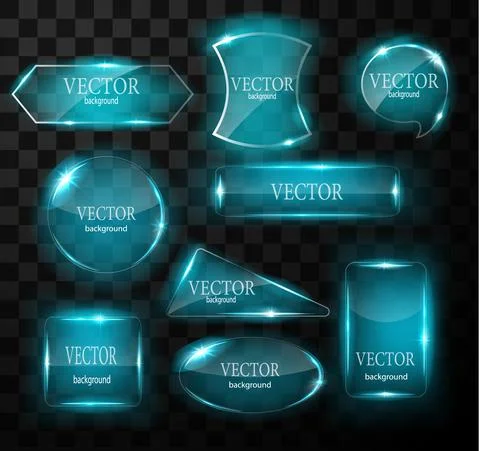 Glass vector button plane. Easy editable background Stock Illustration