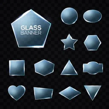 Glass vector plates set on transparent background. Stock Illustration