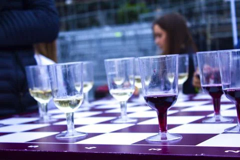 Glass of vine on a dark background Stock Photos