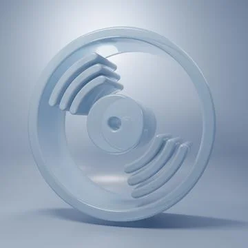 Glass Vinyl disk icon isolated on grey background. Minimalism concept. 3D r.. Illustrazione stock