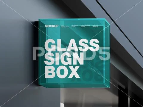 Glass Wall Sign Mockup Plantilla PSD