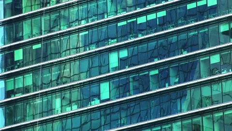 Glass wall. Skyscraper windows. 4K. Stock Footage 144640694