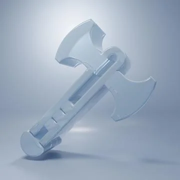 Glass War axe icon isolated on grey background. Battle axe, executioner axe.. Illustrazione stock