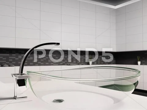 Glass washbasin 3d Stock Illustration