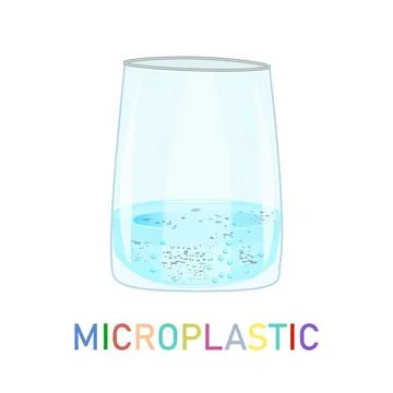 Glass with water and microplastic isolated on white background. Stock Illustration