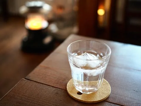 Glass of Water at Cafe Stock Photos