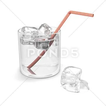 Glass of water with ice Stock Illustration