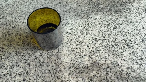 A glass with water on a marble table copy space horizontal Video stock 329095767