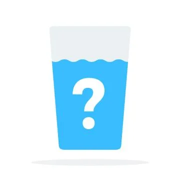Glass of water with a question mark vector flat material design isolated object Stock Illustration