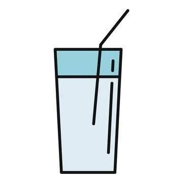 Glass of water with straw icon vector illustrating hydration Stock Illustration