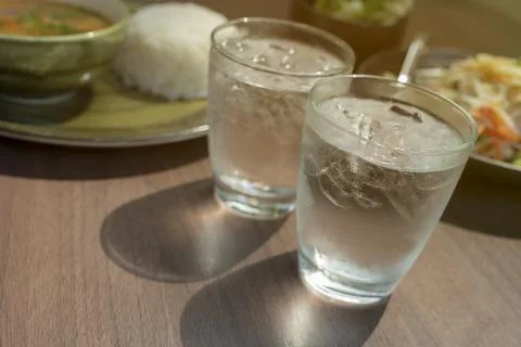 Glass water tableware texture background Stock Photos