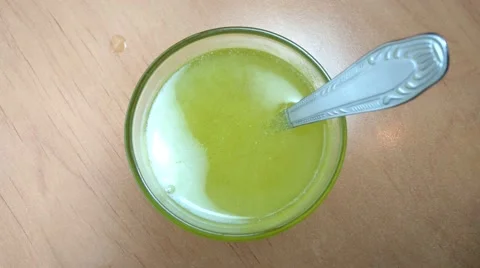 In a glass of water  throw effervescent tablet Stock-Footage 68711346