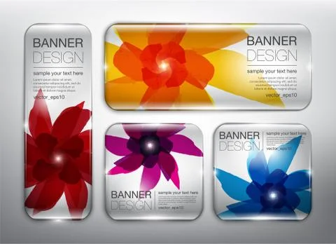 Glass web banners set of 4. Ilustración de archivo