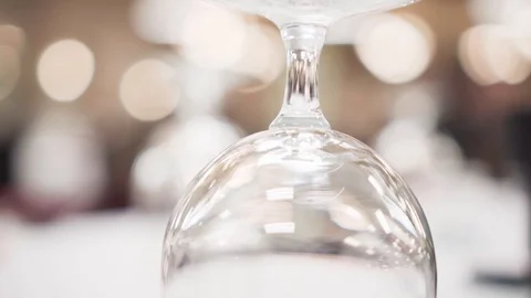 Glass on a Wedding Table Stock Footage