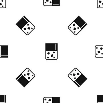 Glass of whiskey and ice pattern seamless black 스톡 일러스트