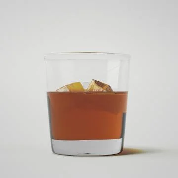 Glass of whiskey with ice. 3d rendering Stock Illustration