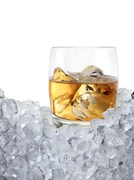 Glass of whiskey, ice cubea. Drinks to entertain at parties Stock Illustration