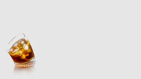 Glass of whiskey with ice Stock Footage 203845947
