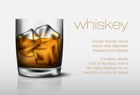 Glass of whiskey with ice Stock Illustration