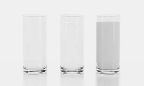 Glass on white background with reflection . Clear water in clear glass. Mil.. Stock Photos