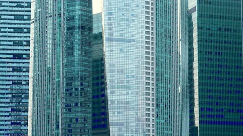 Glass Window Facade of Multiple Modern Office Skyscrapers Video stock 114485915