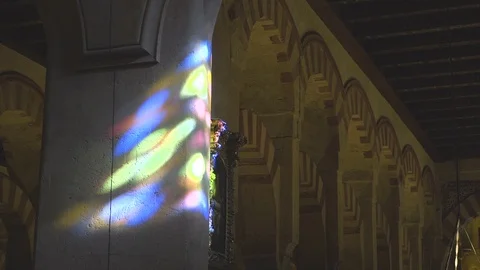 Glass Window Refelctions inside Church Video stock 97797181