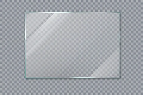 Glass window. Transparent screen effect. Shine glossy plastic glare frame. 3D Stock Illustration