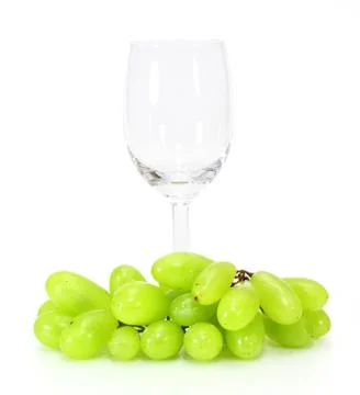 Glass of wine and grape Stock Photos