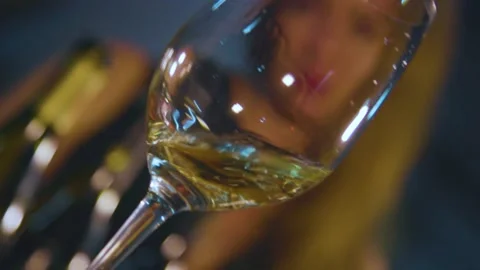 Glass of wine close up rolling Stock Footage 169139724
