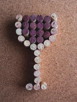 Glass of wine from corks. Stock Photos