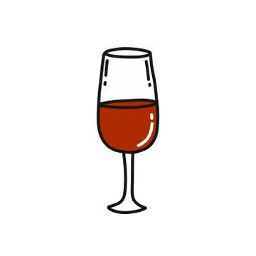 Glass of wine doodle icon, vector illustration Stock Illustration