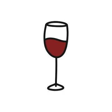 Glass of wine doodle icon, vector color illustration Stock Illustration