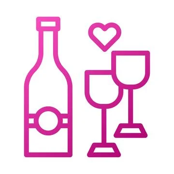 Glass wine Element gradient pink easter illustration Illustrazione stock