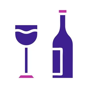 Glass wine Element solid blue pink easter illustration Illustrazione stock