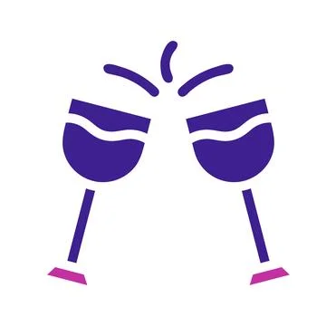 Glass wine Element solid blue pink easter illustration Stock Illustration