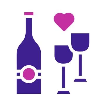 Glass wine Element solid blue pink easter illustration Illustrazione stock
