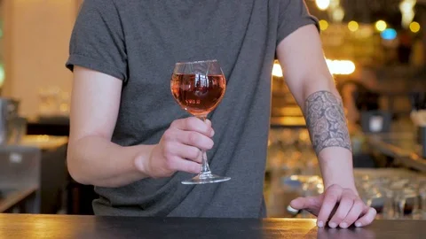 A glass of wine Stock Footage 92729385